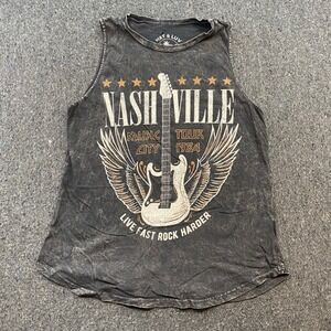 HRT & LUV Nashville Music Tour 1984 Sz XL Mens Gray Grunge Acid Wash Tank Top